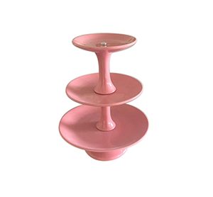 Prato Bolo Cerâmica Redondo Triplo Rosé