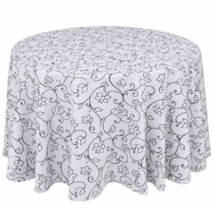 Toalha Aparador Jacquard Floral Prata e Preto 2.80