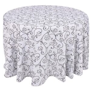 Toalha Aparador Jacquard Floral Prata e Preto 2.80