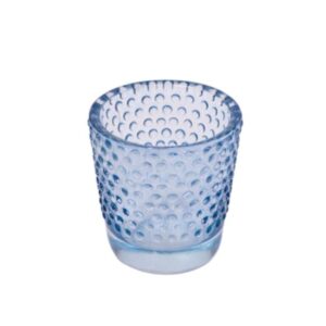Porta Vela Vidro Bola Azul Claro