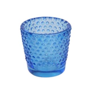 Porta Vela Vidro Bola Azul Escuro