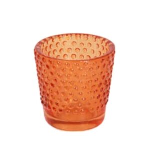Porta Vela Vidro Bola Laranja Escuro