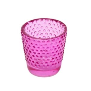 Porta Vela Vidro Bola Rosa Escuro