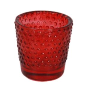 Porta Vela Vidro Bola Vermelho Escuro
