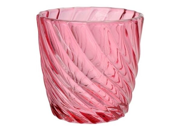 Porta Vela Vidro Onda Rosa