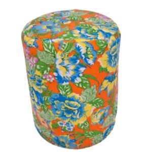 Veste Puff Redondo Malha Estampada Laranja