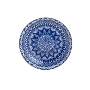Prato Sobremesa Mandala Azul e Branco (Dezena)