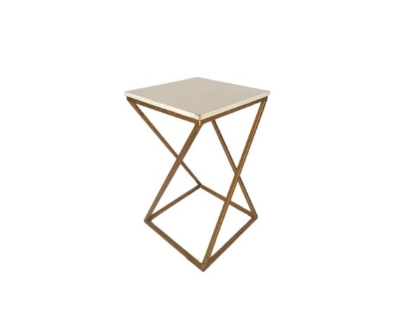 Mesa Torcida Quadrada Metal Dourada Md