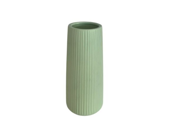 Vaso Cerâmica Frisado Verde Eucalipto