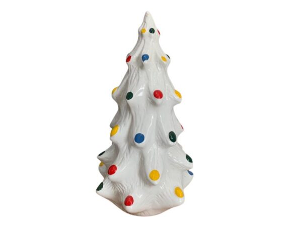 Árvore Natal Cerâmica Branca C/ Bolinha Colorida Gr