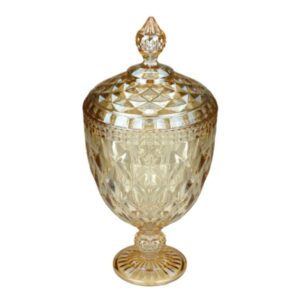 Bomboniere Cristal Angel C/ Pé e Tampa Âmbar Gr