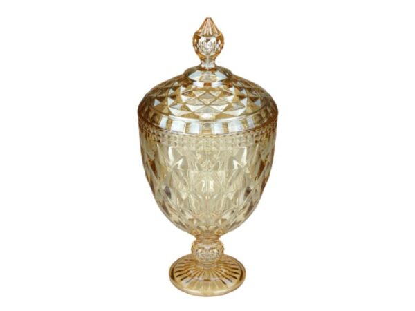 Bomboniere Cristal Angel C/ Pé e Tampa Âmbar Gr