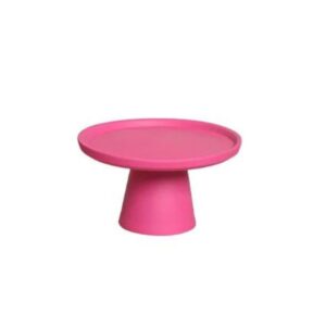 Prato Bolo Cerâmica Redondo Pink Fosco Pq