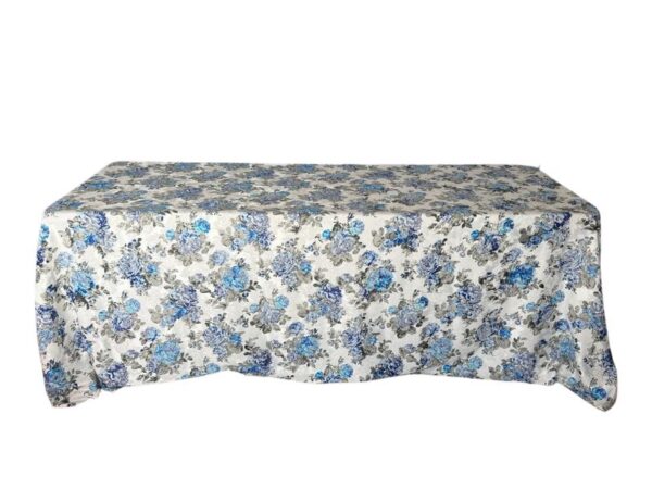 Toalha Banquete Adamascado Branco C/ Flores Azuis Piscina 3.80x2.60