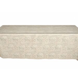 Toalha Banquete Adamascado Floral Creme e Verde 3.80 x 260