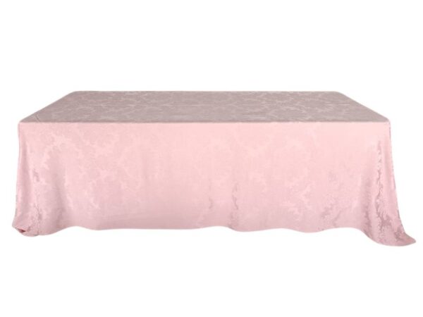 Toalha Banquetão Jacquard Floral Rosa Nude 5.80x2.80