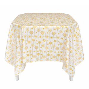 Xale Crepe Natal Branco e Dourado 1.50