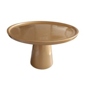 Prato Bolo Cerâmica Redondo Dourado Gr