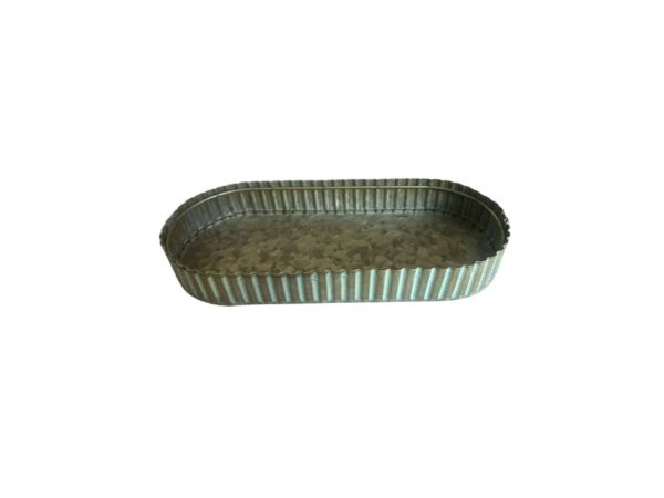 Bandeja Ferro Oval Verde e Dourado Pq