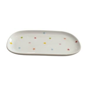 Travessa Cerâmica Oval Branca C/ Estrelas Coloridas Md