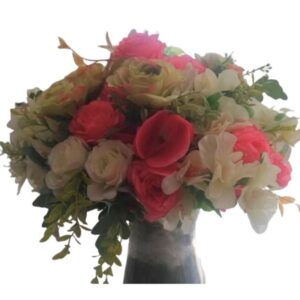 Arranjo Flores Rosa Outono, Salmão e Creme