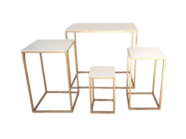 Kit Mesa Modular 4 Peças Branco e Dourado