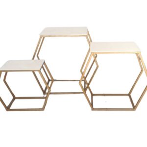 Kit Mesa Modular Hexagonal 3 Peças Dourado