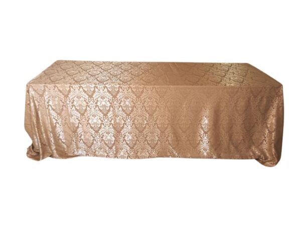 Toalha Banquete Jacquard Floral Acetinado Dourado 3.80x2.60