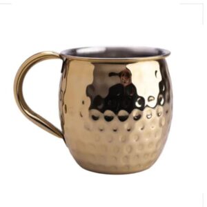 Caneca Moscow Mule Inox Martelada Dourada