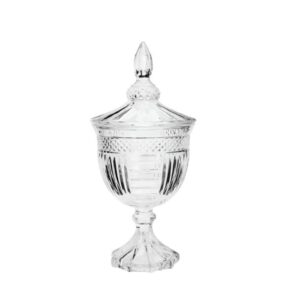 Bomboniere Cristal Frisado C/ Pé e Tampa Pq