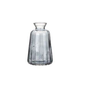 Vaso Vidro Frisado Fumê Mini