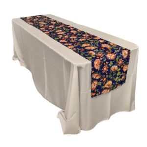 Passadeira Crepe Floral Azul Royal, Laranja e Verde