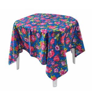 Xale Crepe Floral Azul Turquesa, Rosa e Verde 1.50