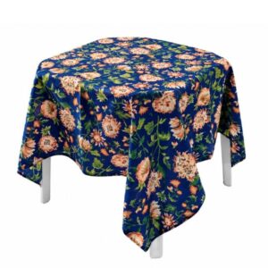 Xale Crepe Floral Azul Royal, Laranja e Verde 1.50